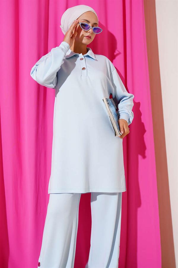 Snap-On Shirt Collar 2 Piece Set Baby Blue