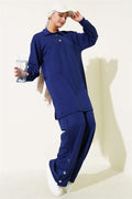 Snap-On Shirt Collar 2 Piece Set Navy Blue