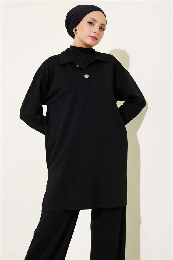Snap-On Shirt Collar 2 Piece Set Black