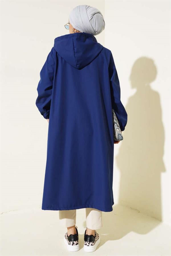 Snap-On Trench Coat Navy Blue