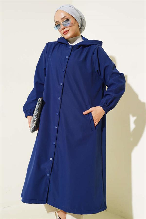 Snap-On Trench Coat Navy Blue
