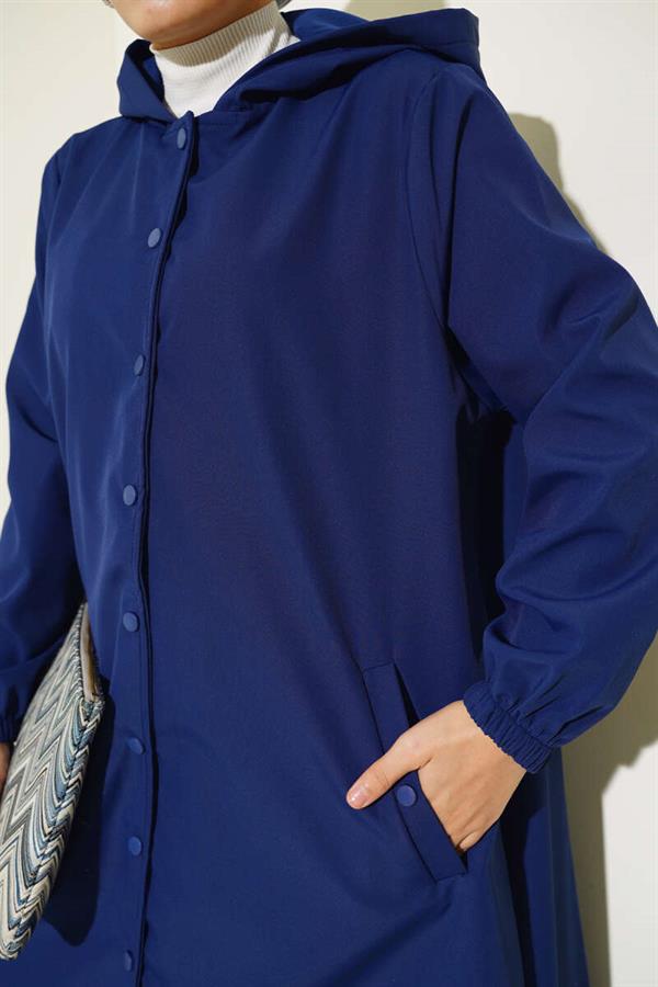 Snap-On Trench Coat Navy Blue