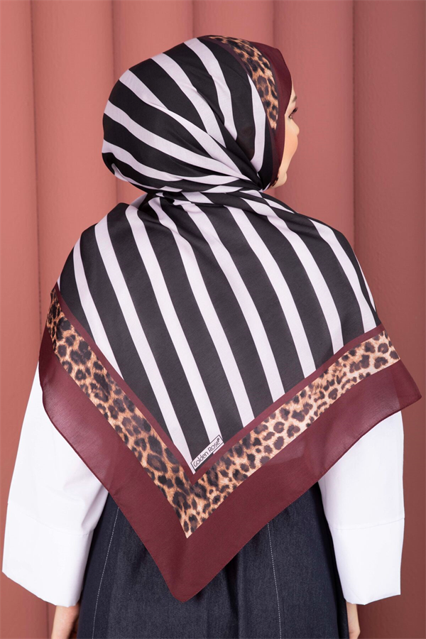 Striped Leopard Scarf Series Burgundy