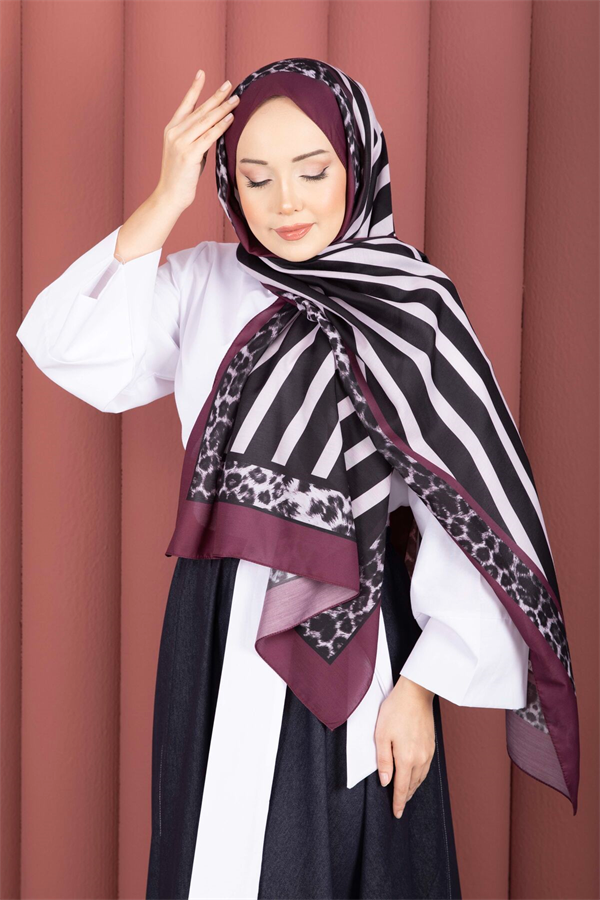 Striped Leopard Scarf Series Burgundy