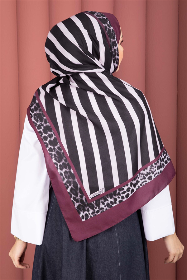 Striped Leopard Scarf Series Burgundy