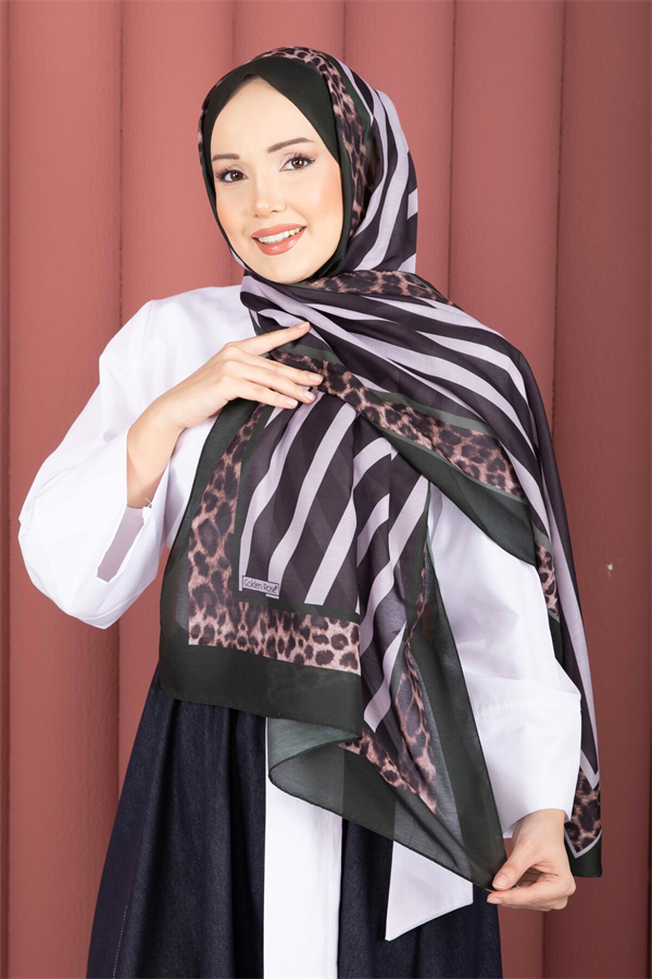 Striped Leopard Scarf Series Emerald