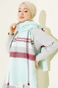 Striped Detail Shoulder Scarf, Aqua Green