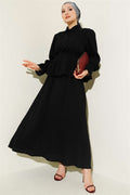 2 Piece Set with striped stitching and sequined skirt, black.