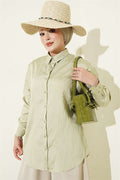 Basic Shirt with Embossed Stripe, Light Green