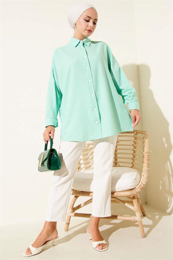 Striped Basic Oversize Shirt Benetton