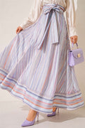 Striped Belted Skirt, Blue
