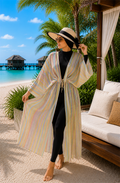 Striped Adjustable Waist Long Pareo Yellow