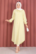 Striped Button-Down Shirt Tunic, Yellow