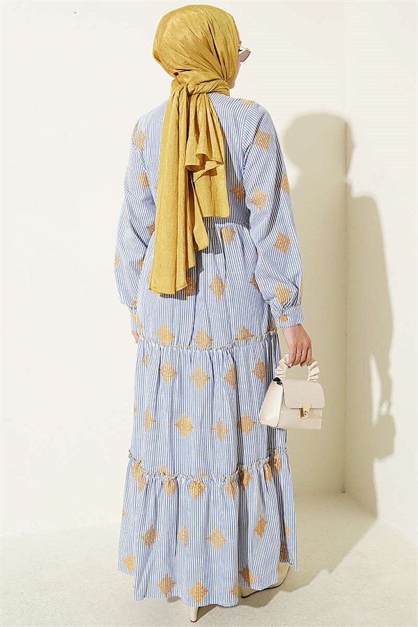 Striped Layered Dress Blue