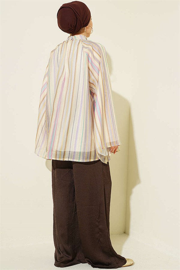 Striped High-Neck Tunic, Yellow