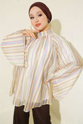Striped High-Neck Tunic, Yellow