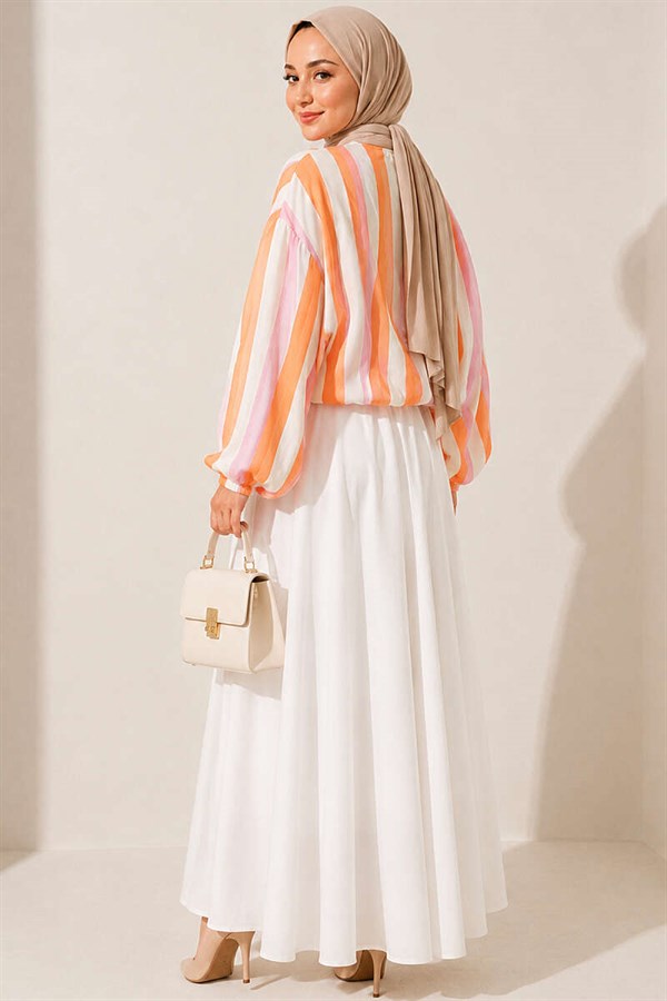Striped Zip-Up Bomber Jacket, Orange