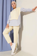 Striped Garnished Tunic 2 Piece Set Yellow