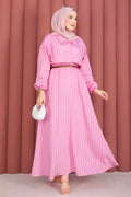 Striped Shirt and Skirt 2 Piece Set, Pink