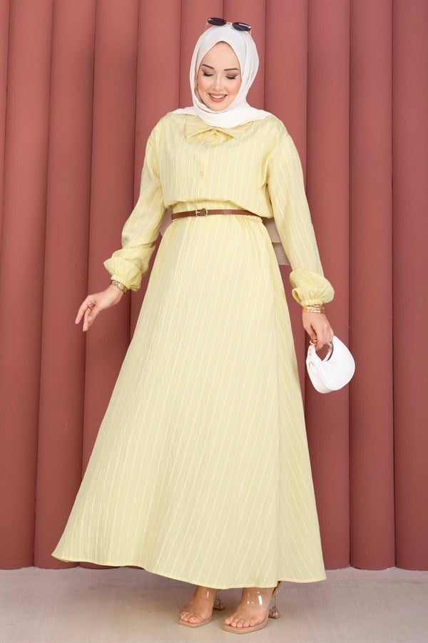 Striped Shirt and Skirt 2 Piece Set, Yellow