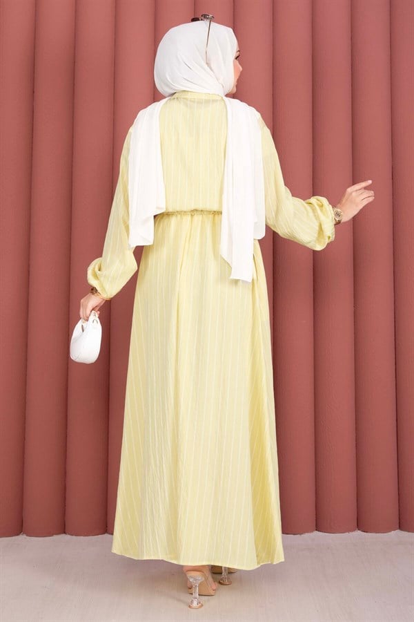 Striped Shirt and Skirt 2 Piece Set, Yellow