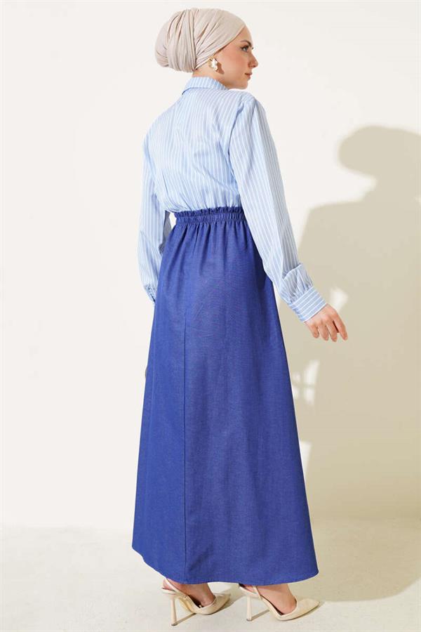 Striped Shirt Dress Ice Blue