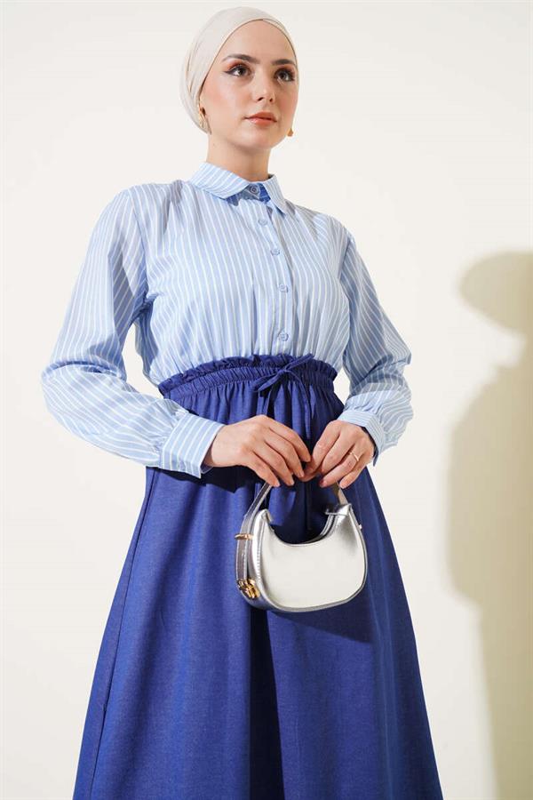 Striped Shirt Dress Ice Blue
