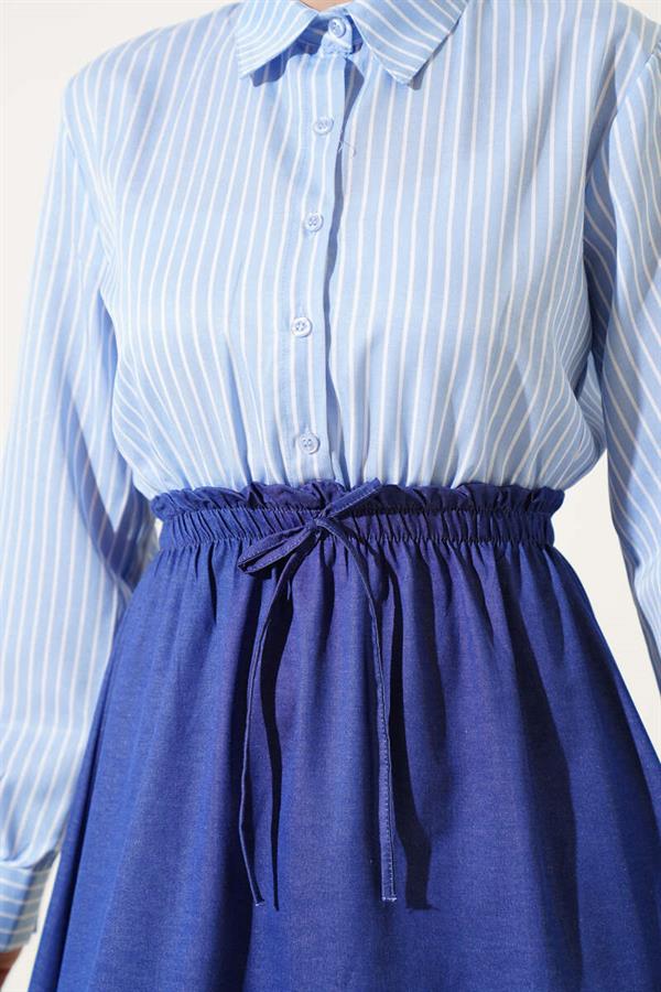 Striped Shirt Dress Ice Blue