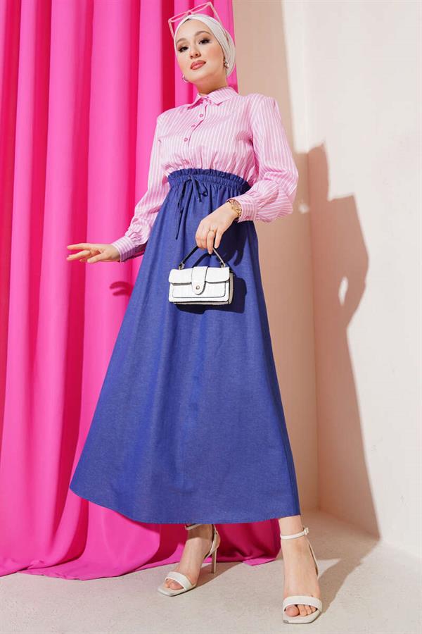 Striped Shirt Dress Pink