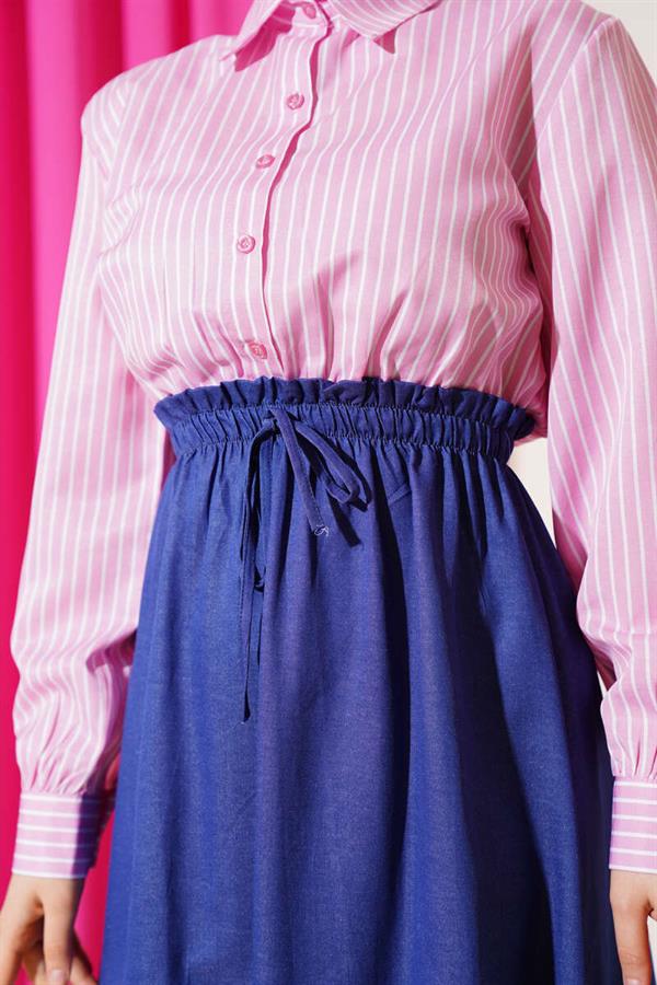 Striped Shirt Dress Pink