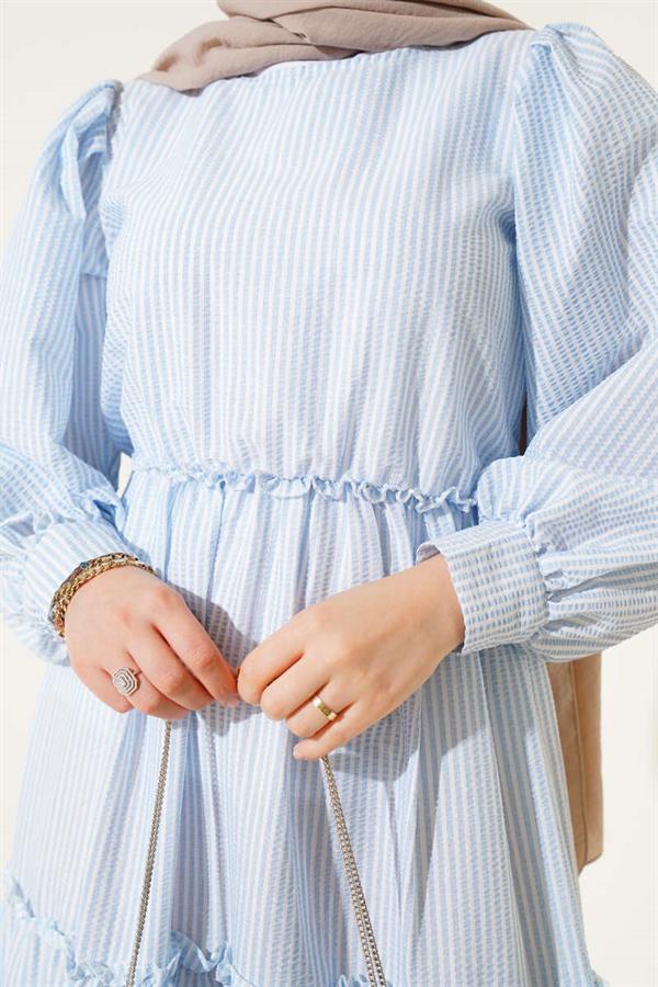 Striped Layered Dress Blue