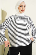 Striped Tunic with Sleeve Emblem, White
