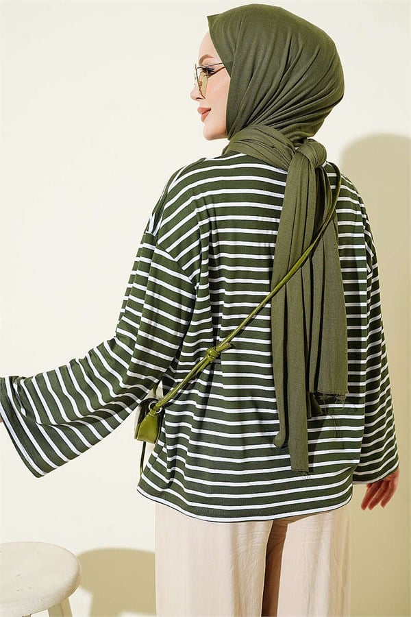 Striped Tunic with Sleeve Emblem, Khaki