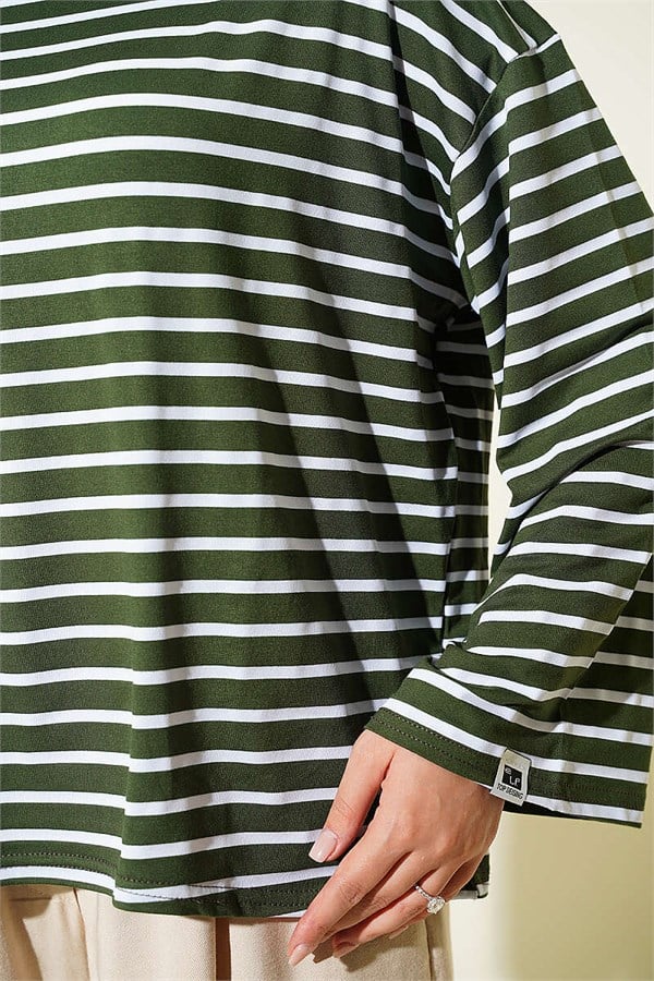 Striped Tunic with Sleeve Emblem, Khaki