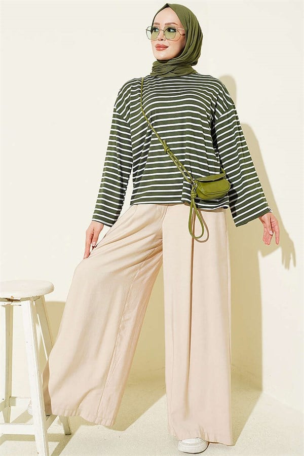 Striped Tunic with Sleeve Emblem, Khaki