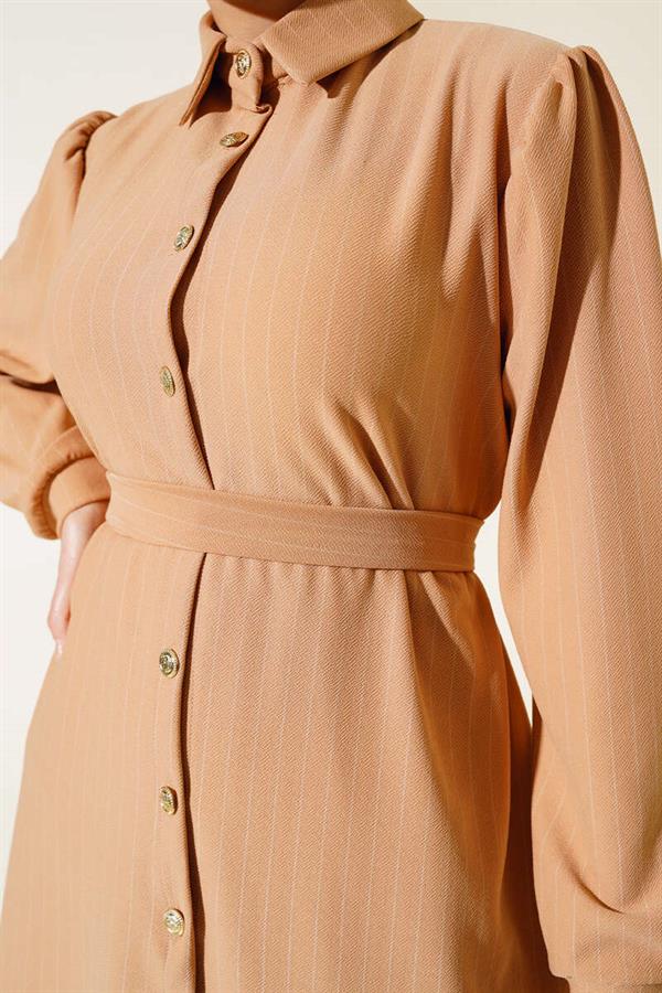 Striped Crepe 2 Piece Set Latte