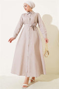 Striped Belted Dress Latte