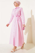 Striped Belted Dress Pink