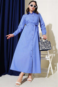 Striped Belted Dress in Saxe