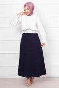 Striped Mevlana Hijab Skirt Navy Blue