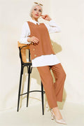 Striped Three Piece 2 Piece Set Camel