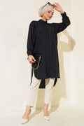 Striped Long Casual Shirt Black
