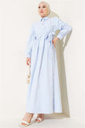 Striped Side Tie Dress Ice Blue