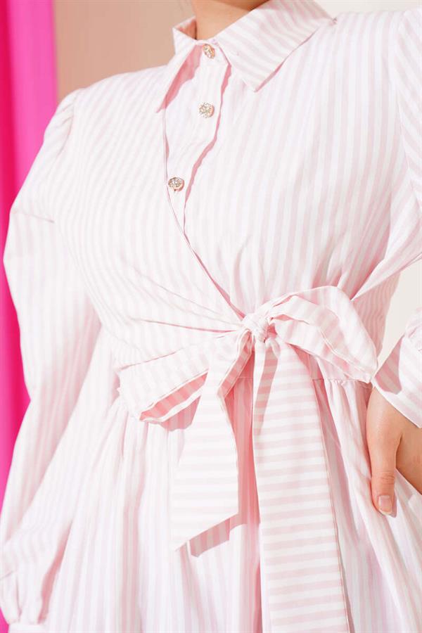 Striped Side Tie Dress Pink