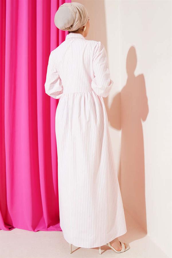 Striped Side Tie Dress Pink