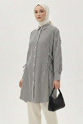 Striped Side-Tie Shirt, Black