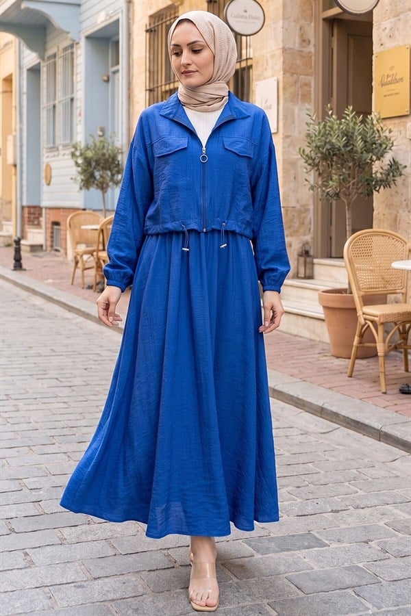 Crop Jacket and Skirt Sport Set Indigo