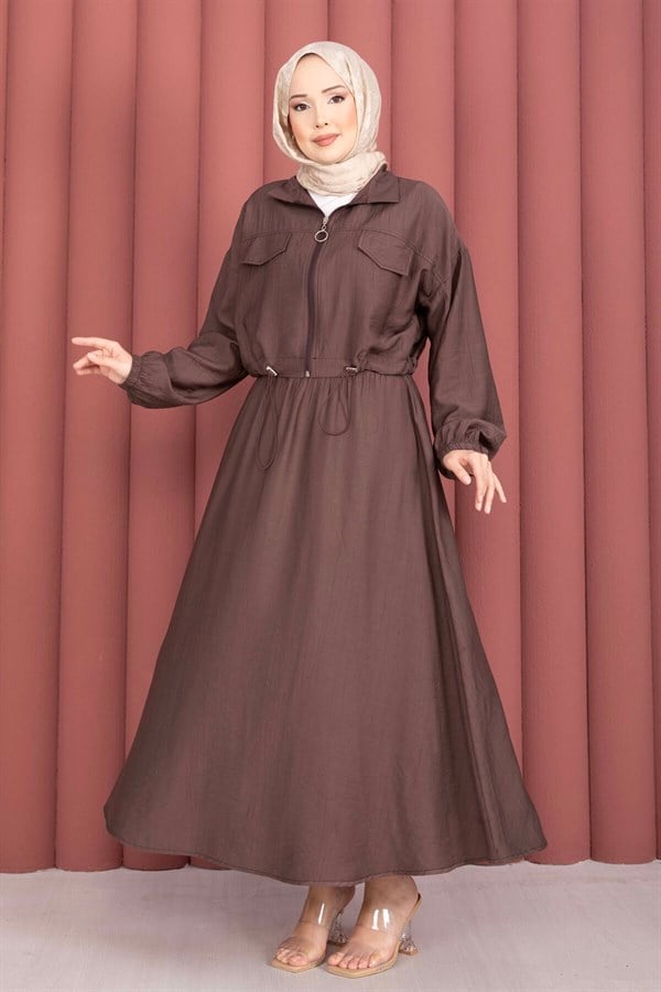 Crop Jacket and Skirt Sport Set in Coffee Brown
