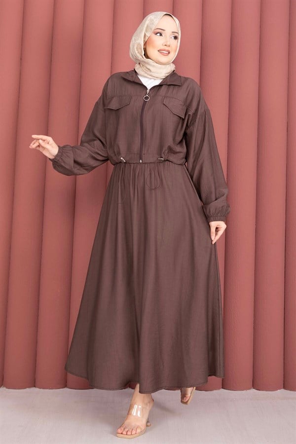Crop Jacket and Skirt Sport Set in Coffee Brown