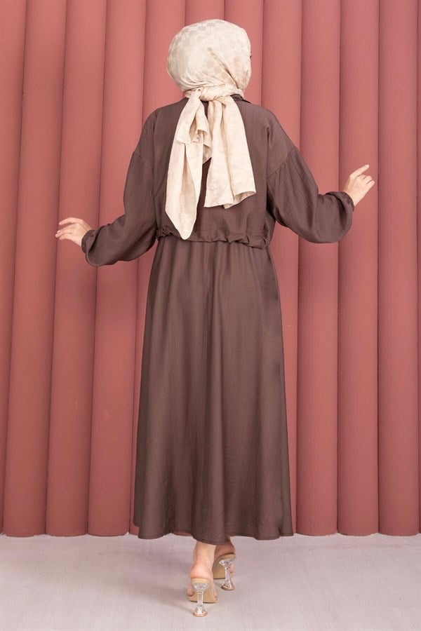 Crop Jacket and Skirt Sport Set in Coffee Brown